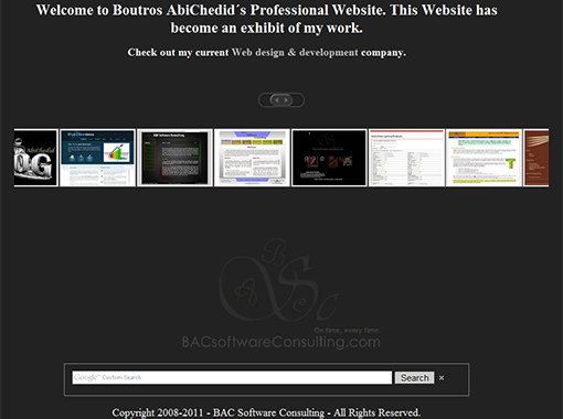 Main entry Flash slider page of BAC Software Consulting.