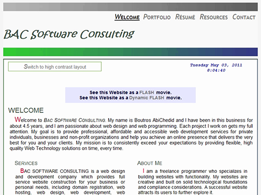 HTML Website of BAC Software Consulting.